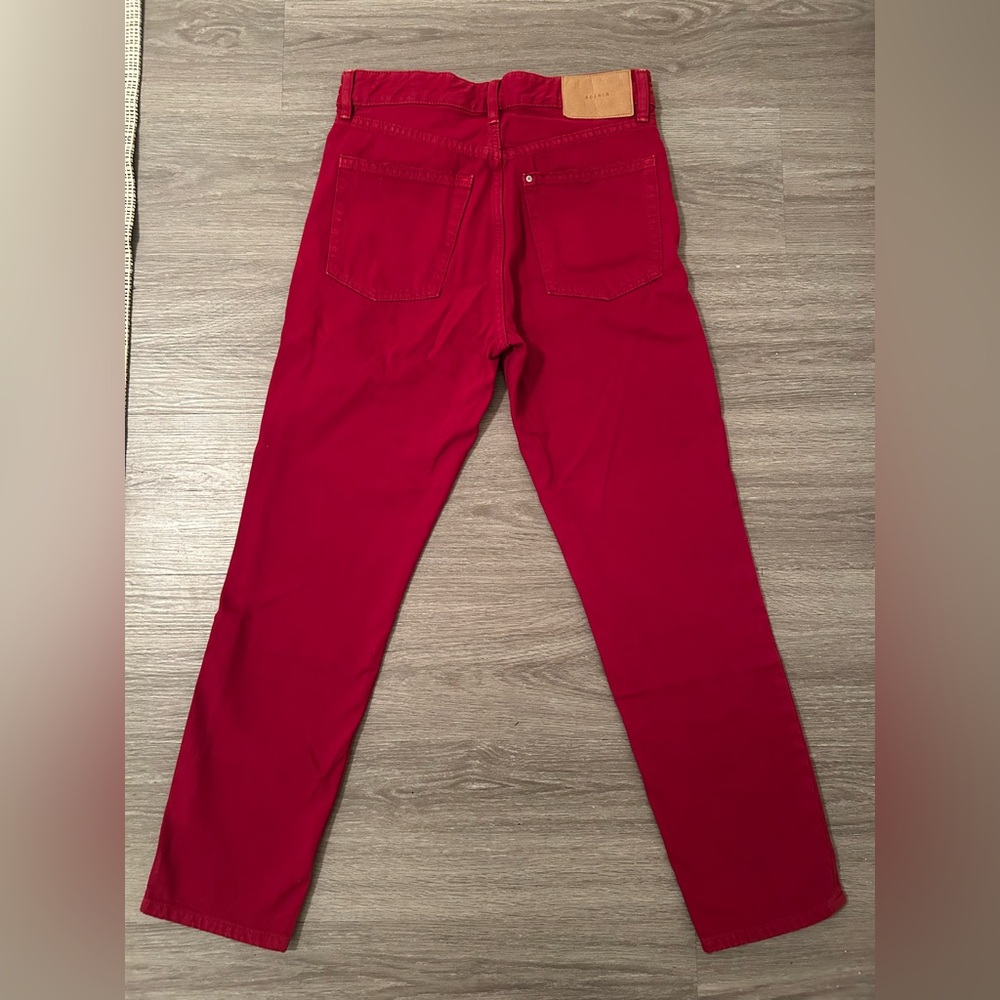 H&M High Waisted, Straight Leg Red Denim Jeans